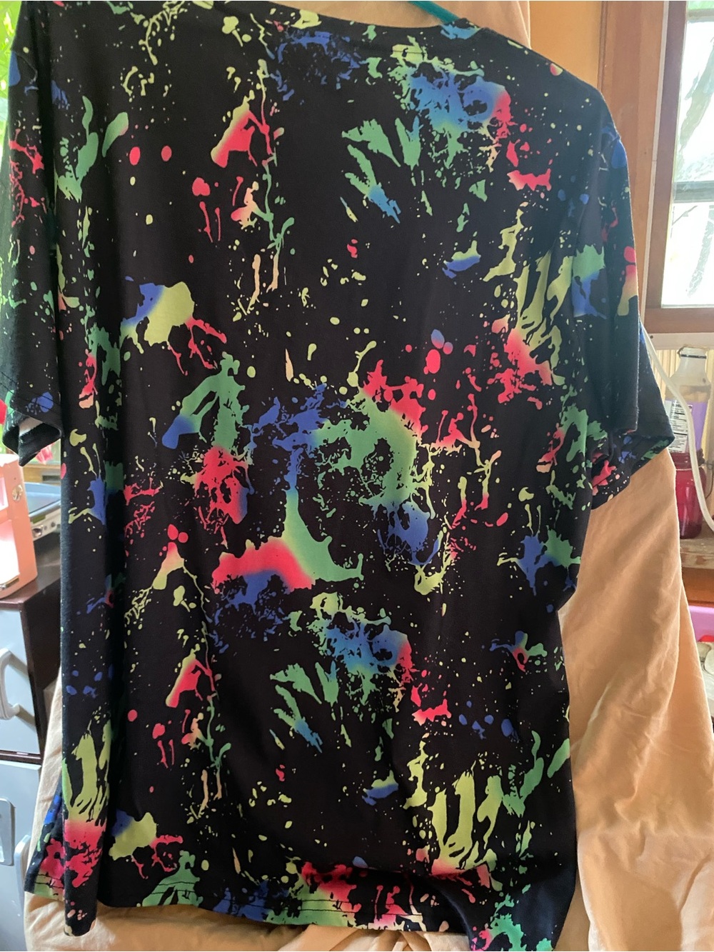 Source Unknown Black Short Sleeve Tee with Neon Splatter